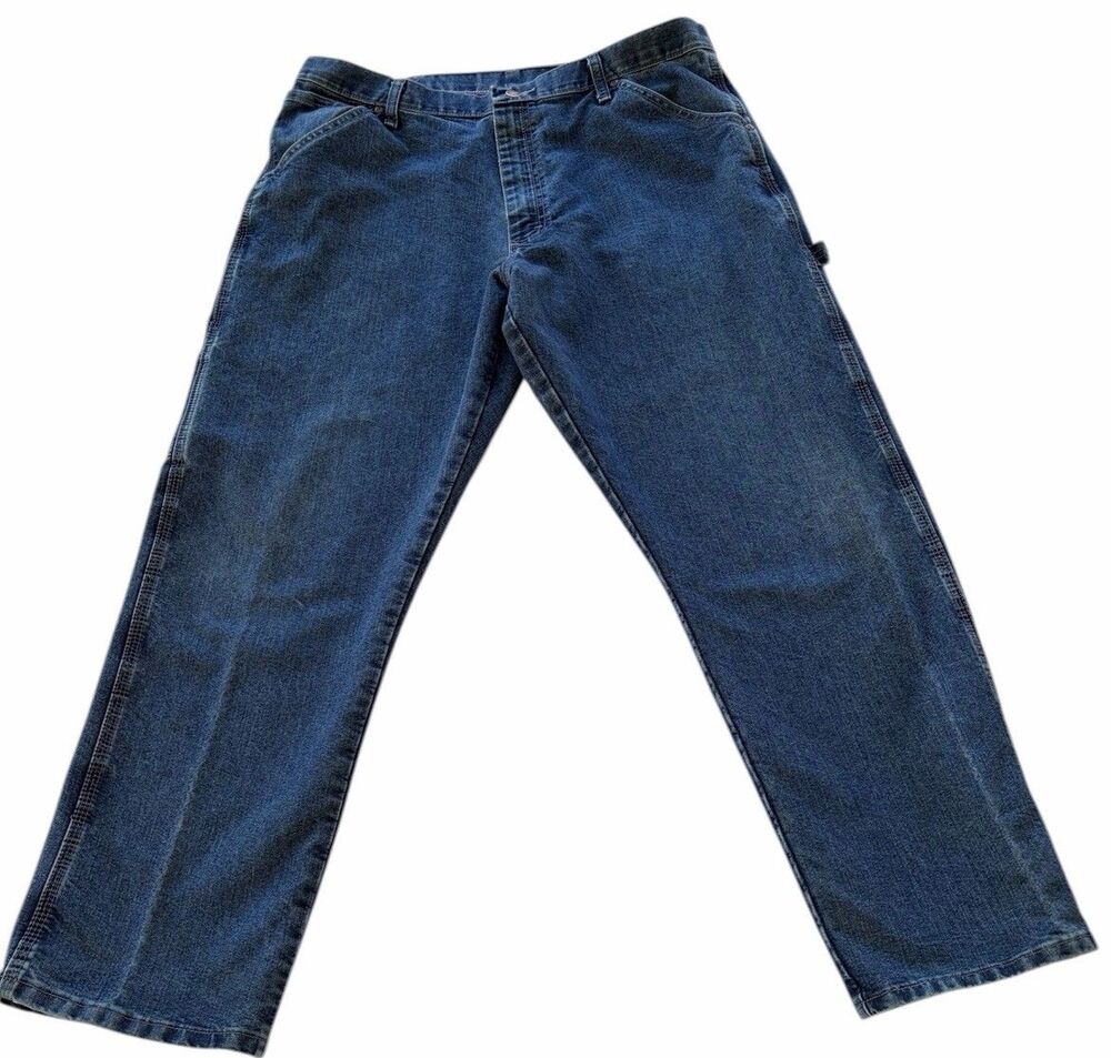 Vintage 90s Wrangler Carpenter Jeans 36x30 Workwear Utility Denim Medium Wash